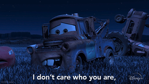Tow Truck In Field Saying I Don't Care Who You Are GIF