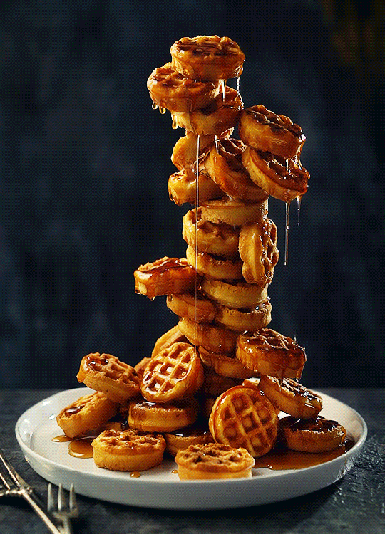 Tower Of Honey Covered Mini Waffles GIF