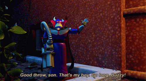 Toy Story Character Saying Go Long Buzzy GIF
