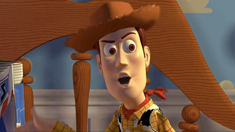 toy story characters buzz lightyear and woody are standing in a room