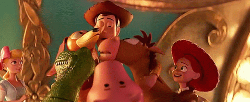 Toy Story Characters Standing in Front of Mirror