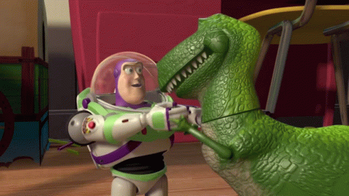 Toy Story Rex Buzz Hand Shaking GIF