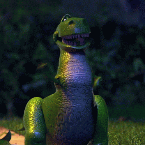 Toy Story Rex Throwing Leaf GIF