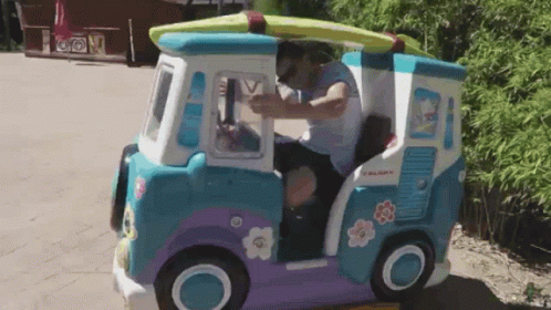 Toy Van With Surfboard And Letter V GIF