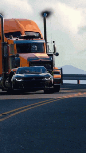 Toyota Supra Overtaking Truck GIF