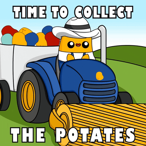 Tractor Collecting The Potatoes GIF