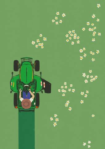 Tractor On The Green Field GIF