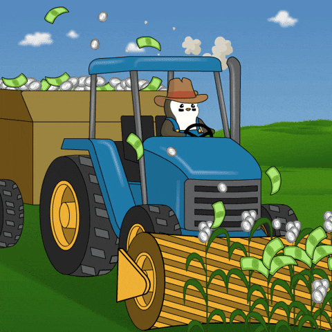 Tractor Penguin Harvesting Corn GIF