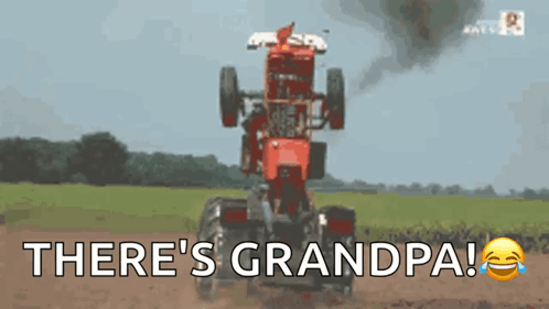 Tractor with Words There's Grandpa