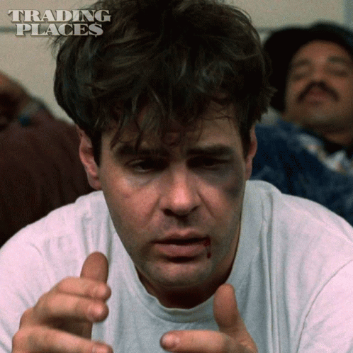 Trading Places Dan Aykroyd Beaten Up GIF