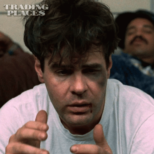 Trading Places Dan Aykroyd Beaten Up GIF