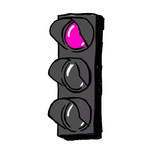 Traffic Light with Pink Yellow Blue Lights