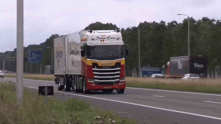 Trailer Delivery Truck Highway Speeding GIF