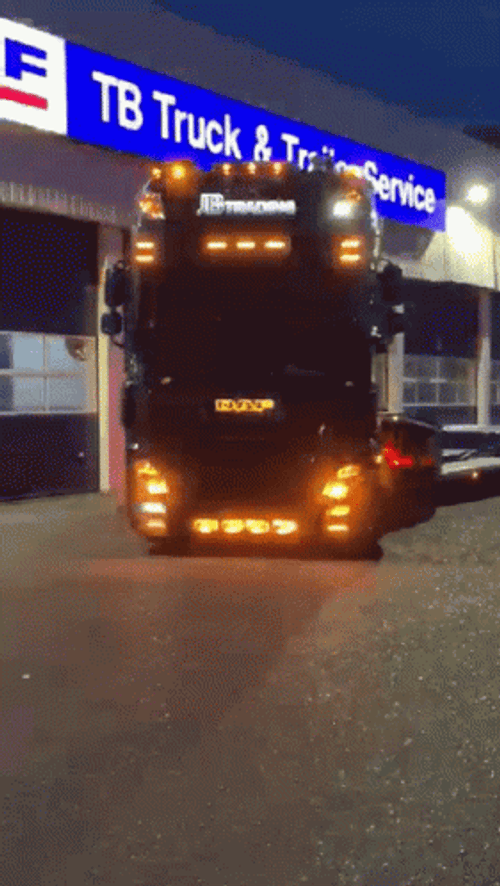 Trailer Truck Dancing Headlights GIF
