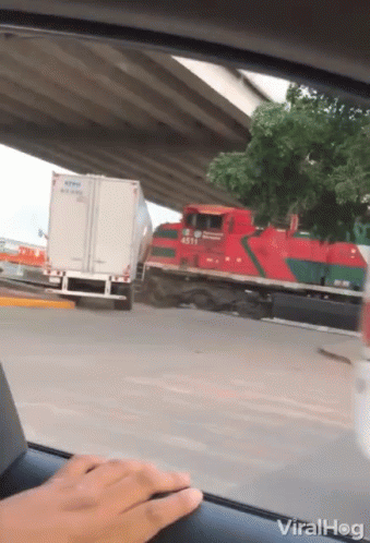 Train Crash Bumped To A 10 Wheeler Truck GIF