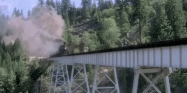 Here Comes Train Crash While People Are Running GIF