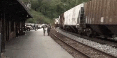 Standing Beside Train Crash So Close GIF