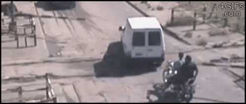 Helping Van While Almost Hit By Train Crash GIF