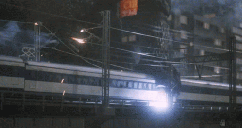 Train Crash Pull By Godzilla GIF