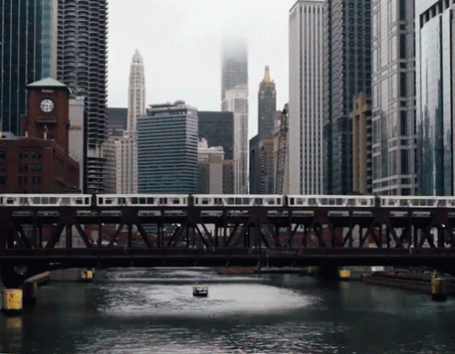 Train Crossing Bridge Over River