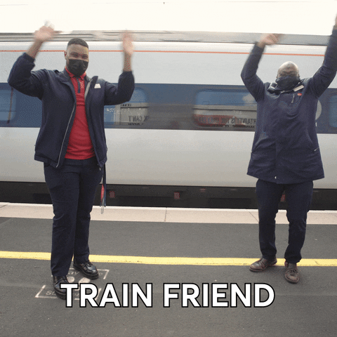 Train Friends Buddy Waving GIF