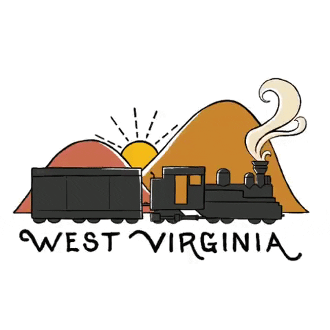 Train in West Virginia With Sun Behind It