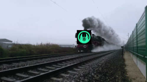Train on Tracks With Green Circle B