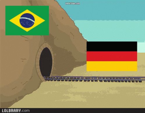 Train Through Tunnel with Brazil and Germany Flags