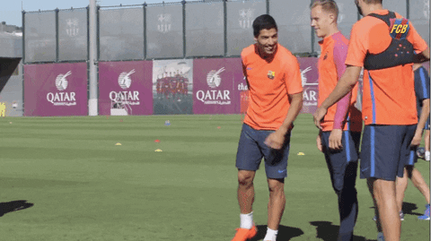Football Player Laughing During Training GIF