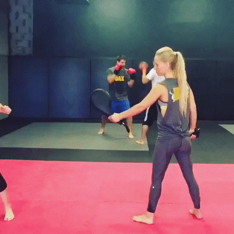 Woman Martial Art Training Kicks GIF