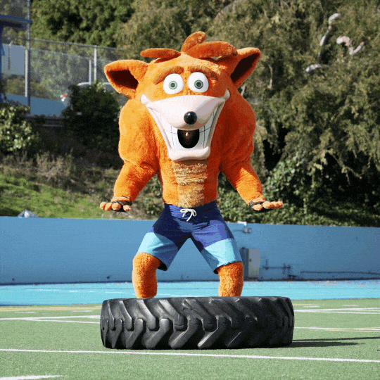 Crash Bandicoot Mascot Training GIF