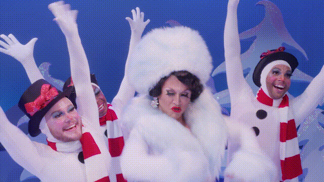 Tranny Surprise Bendele Creme Wave Hands With Snowman GIF