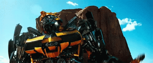 Transformer Robot Standing in Front of Desert Rock
