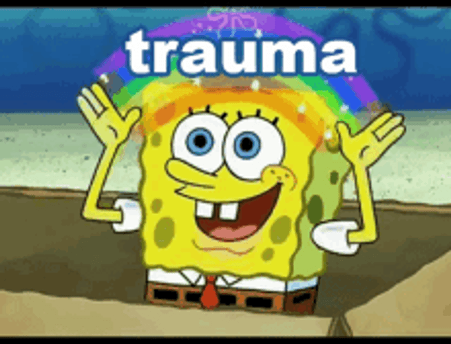 Trauma Spongebob Rainbow Hands Sparkle GIF