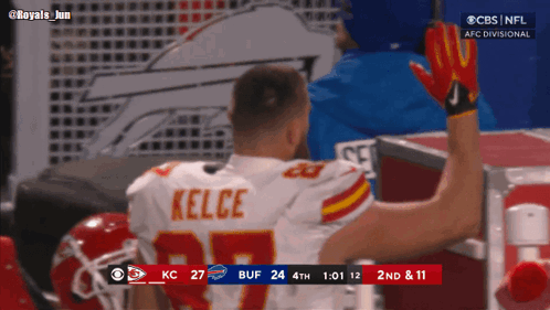 Travis Kelce Waving Hands Blowing Kiss GIF