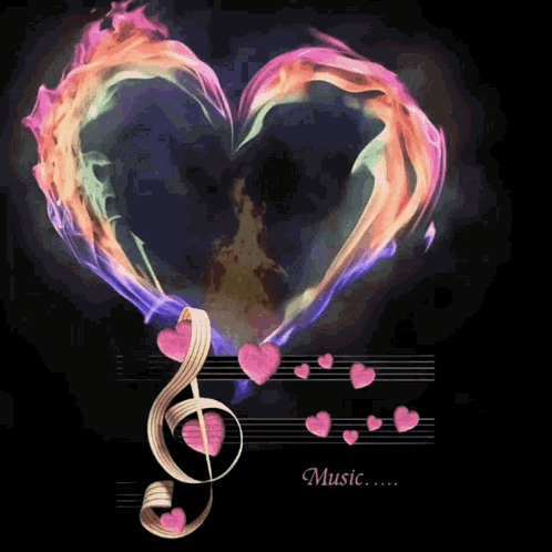 Treble Clef With Hearts Saying Music