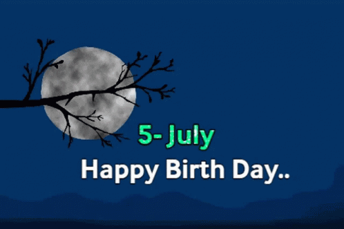 Tree Branch With Full Moon and Happy Birthday