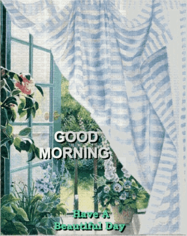 Tree In Field With Flowers And Sun Saying Good Morning GIF