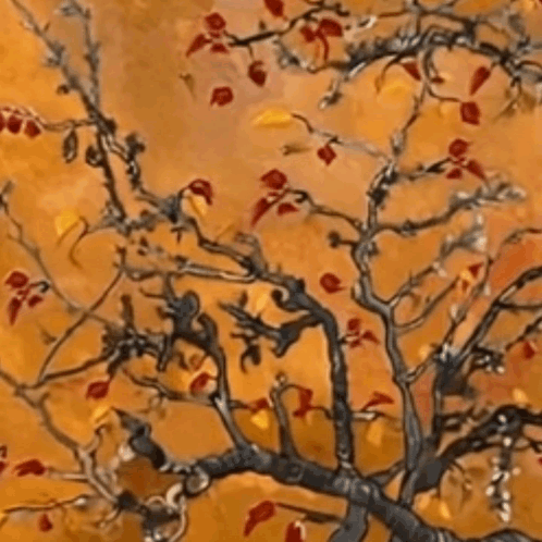 Tree with Red Leaves Painting