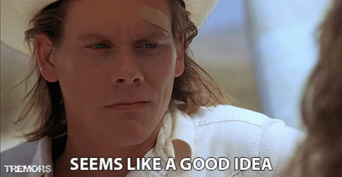 Tremors Kevin Bacon Nodding Great Idea GIF