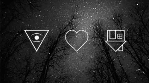 Triangle Heart House Eye Black and White