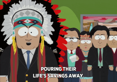 Tribal Chief Pouring Their Life's Saving Away GIF