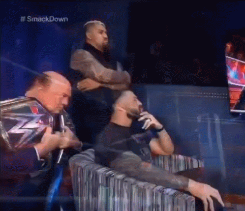 Tribal Chief Roman Reign Sitting And Holding Beard GIF