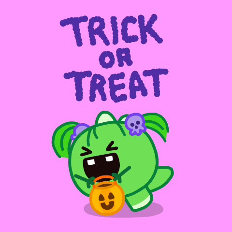Trick Or Treat Animated Happy Baby Dinosaur GIF