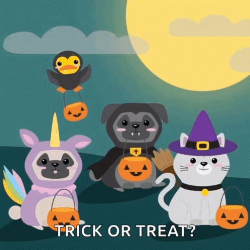 Trick Or Treat Cute Halloween Animals GIF