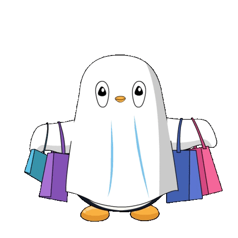 Trick Or Treat Ghost With Shopping Bags Animation GIF