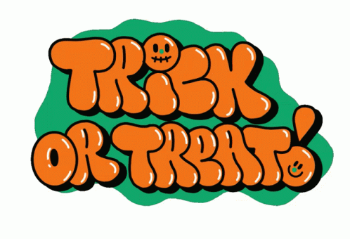 Trick Or Treat Orange And Green Font GIF
