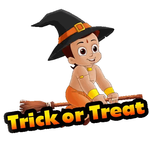 Trick or Treat Sign With Cartoon Witch