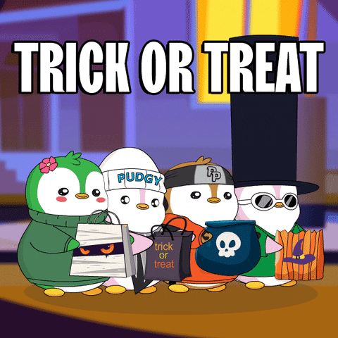 Trick Or Treat Synchronized Animated Penguins GIF