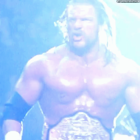 Triple H Screaming While Flipping Hair GIF